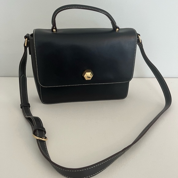 Frances Valentine Handbags - Frances Valentine Black Crossbody Bag with Gold Details